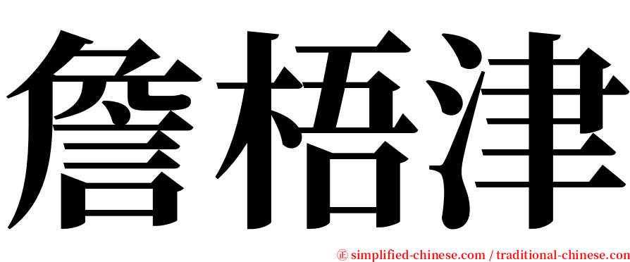 詹梧津 serif font