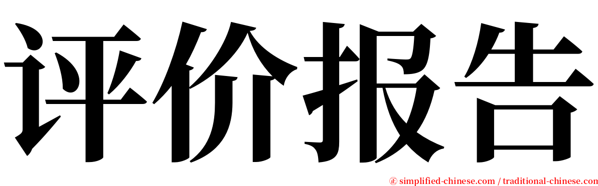 评价报告 serif font