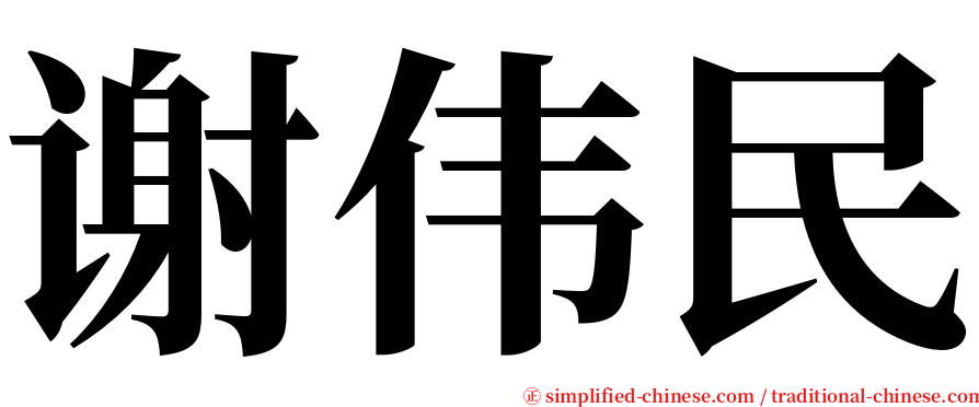 谢伟民 serif font