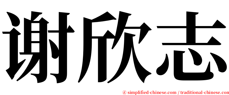 谢欣志 serif font