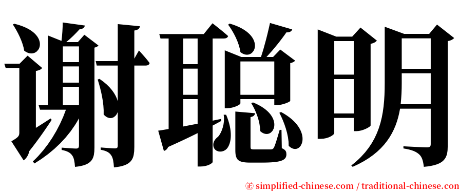 谢聪明 serif font