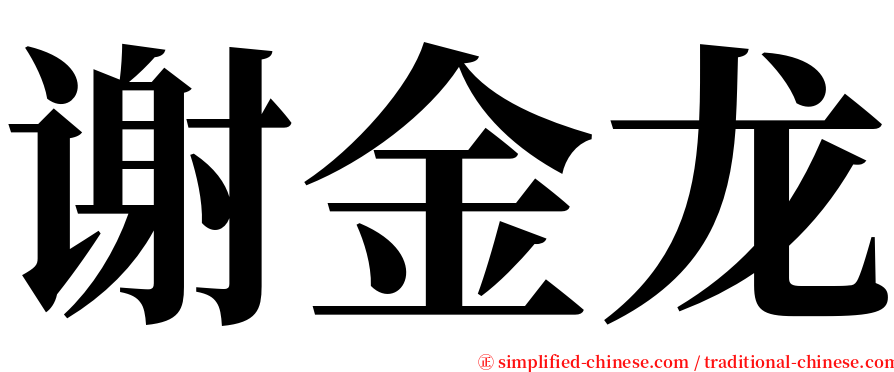 谢金龙 serif font