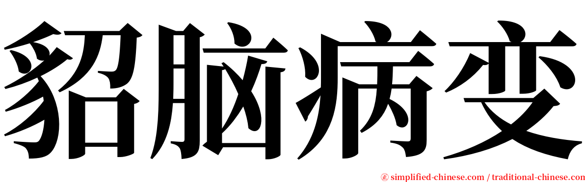 貂脑病变 serif font