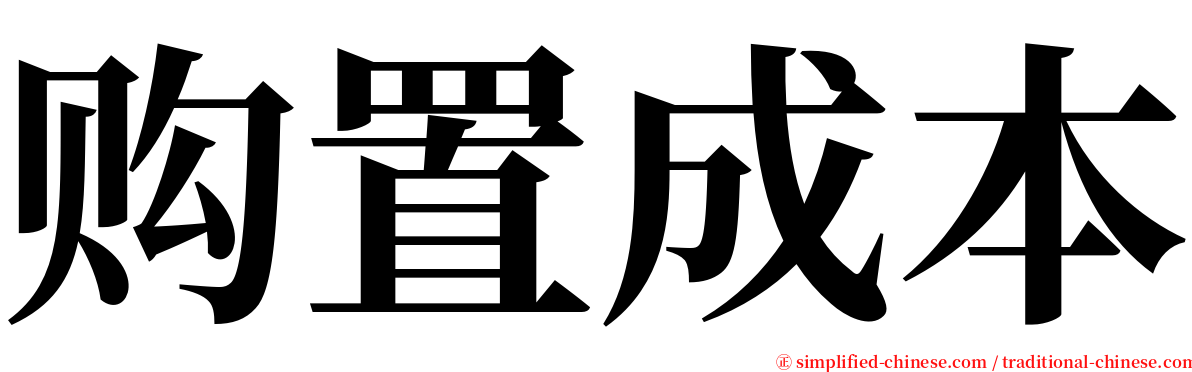 购置成本 serif font