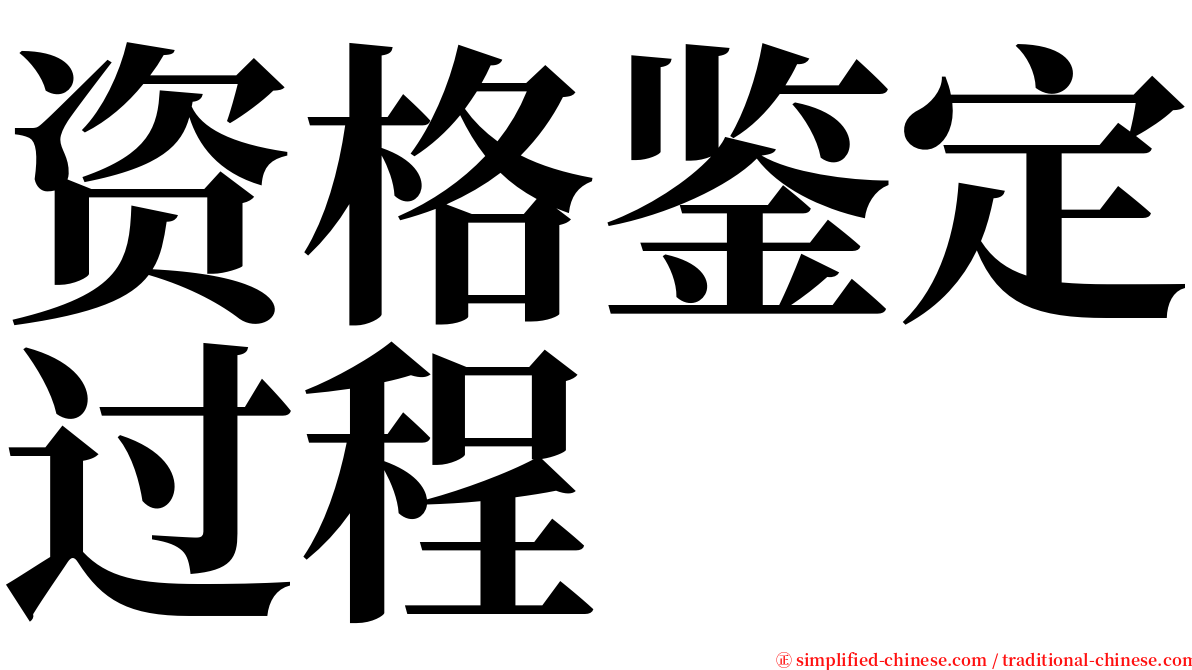 资格鉴定过程 serif font