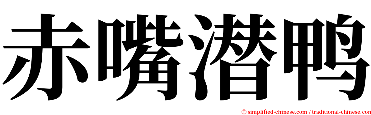 赤嘴潜鸭 serif font