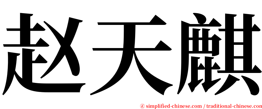 赵天麒 serif font