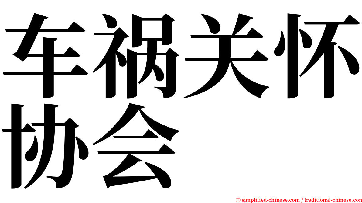 车祸关怀协会 serif font