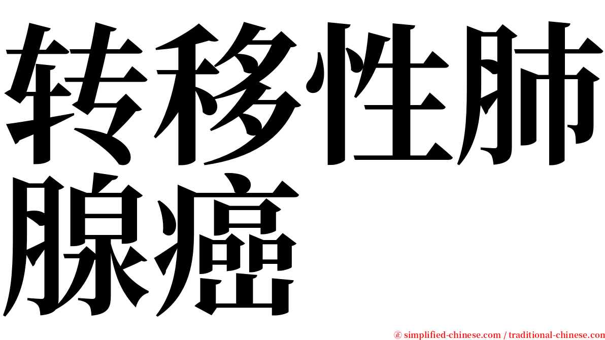 转移性肺腺癌 serif font