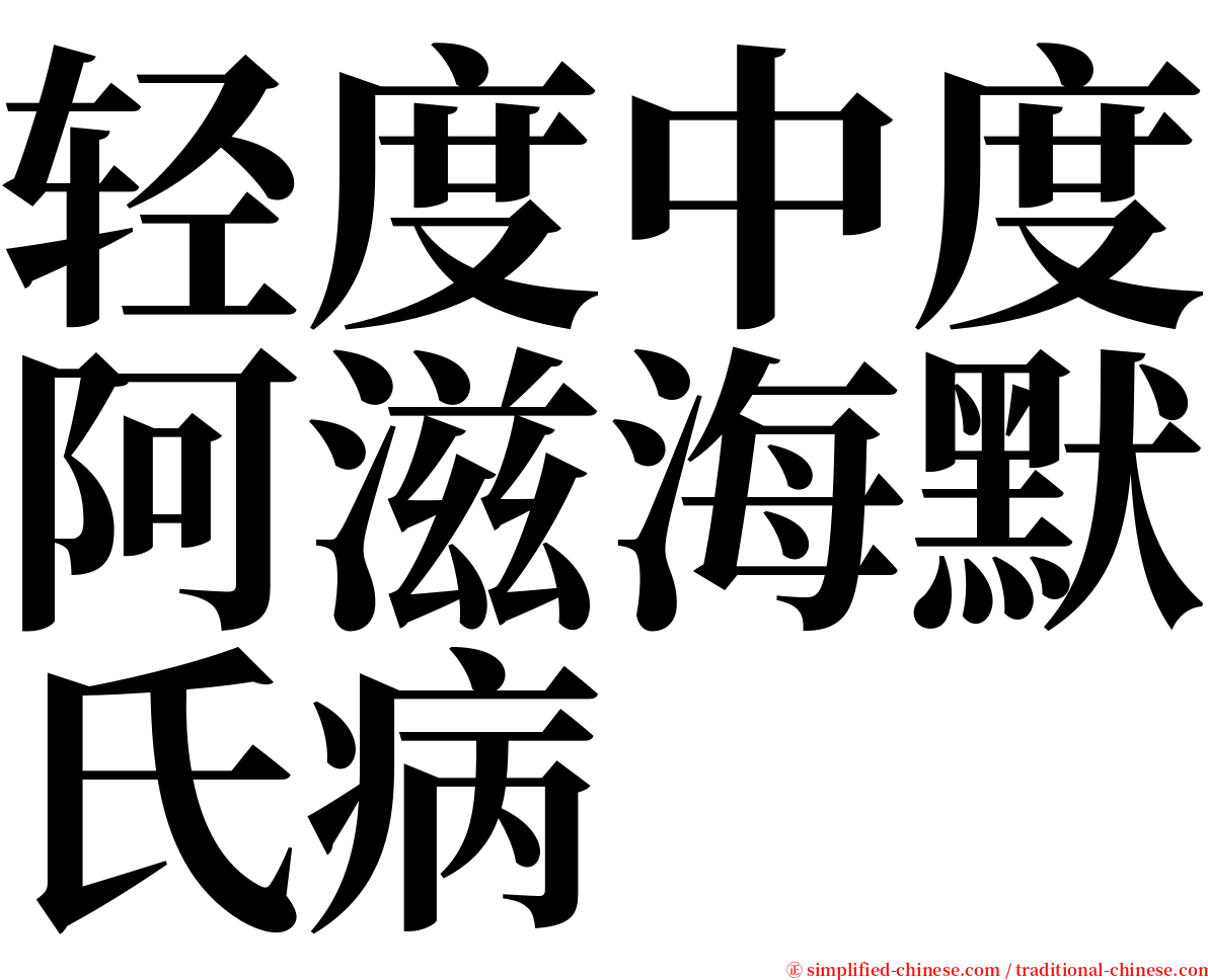 轻度中度阿滋海默氏病 serif font