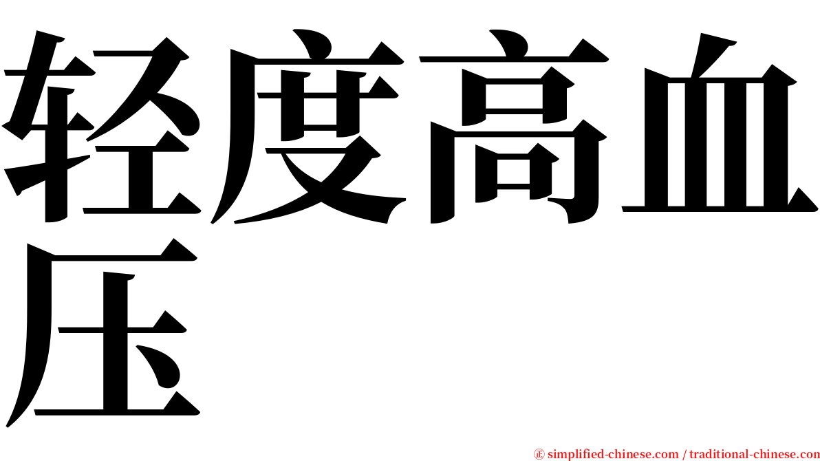 轻度高血压 serif font