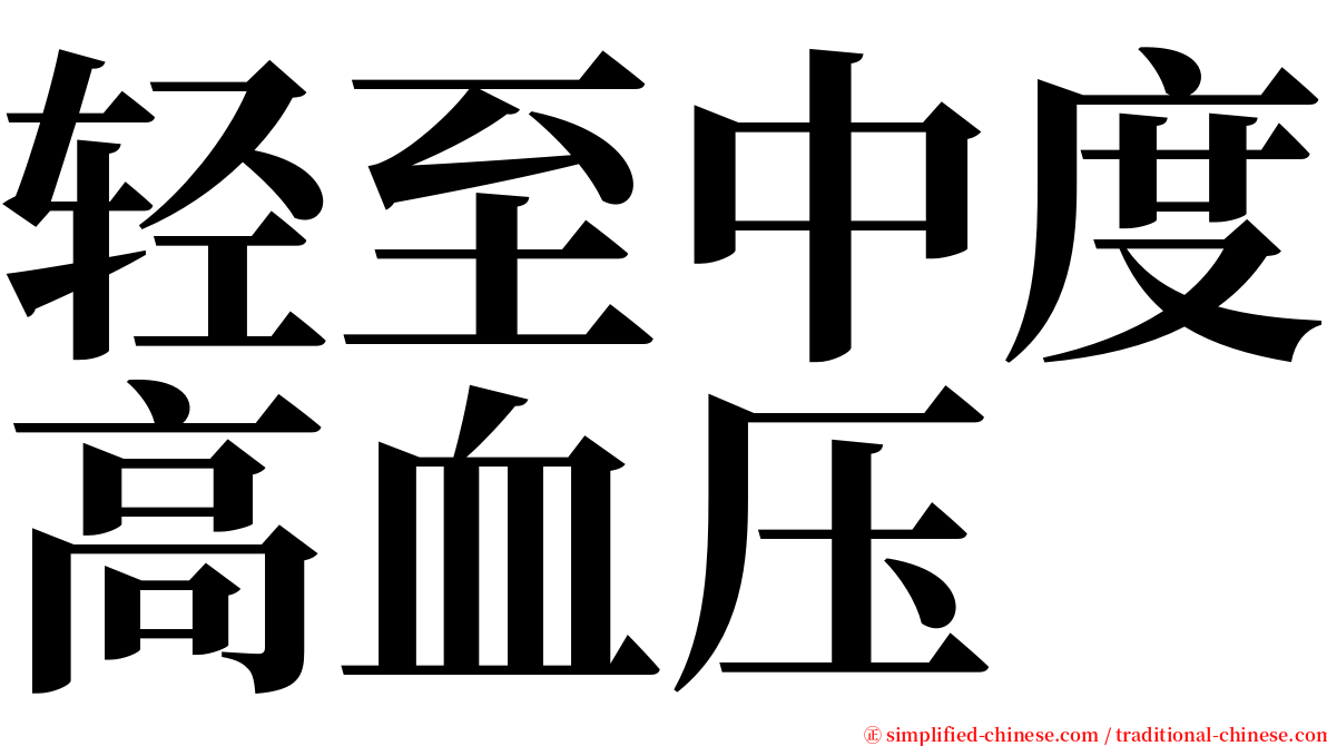 轻至中度高血压 serif font