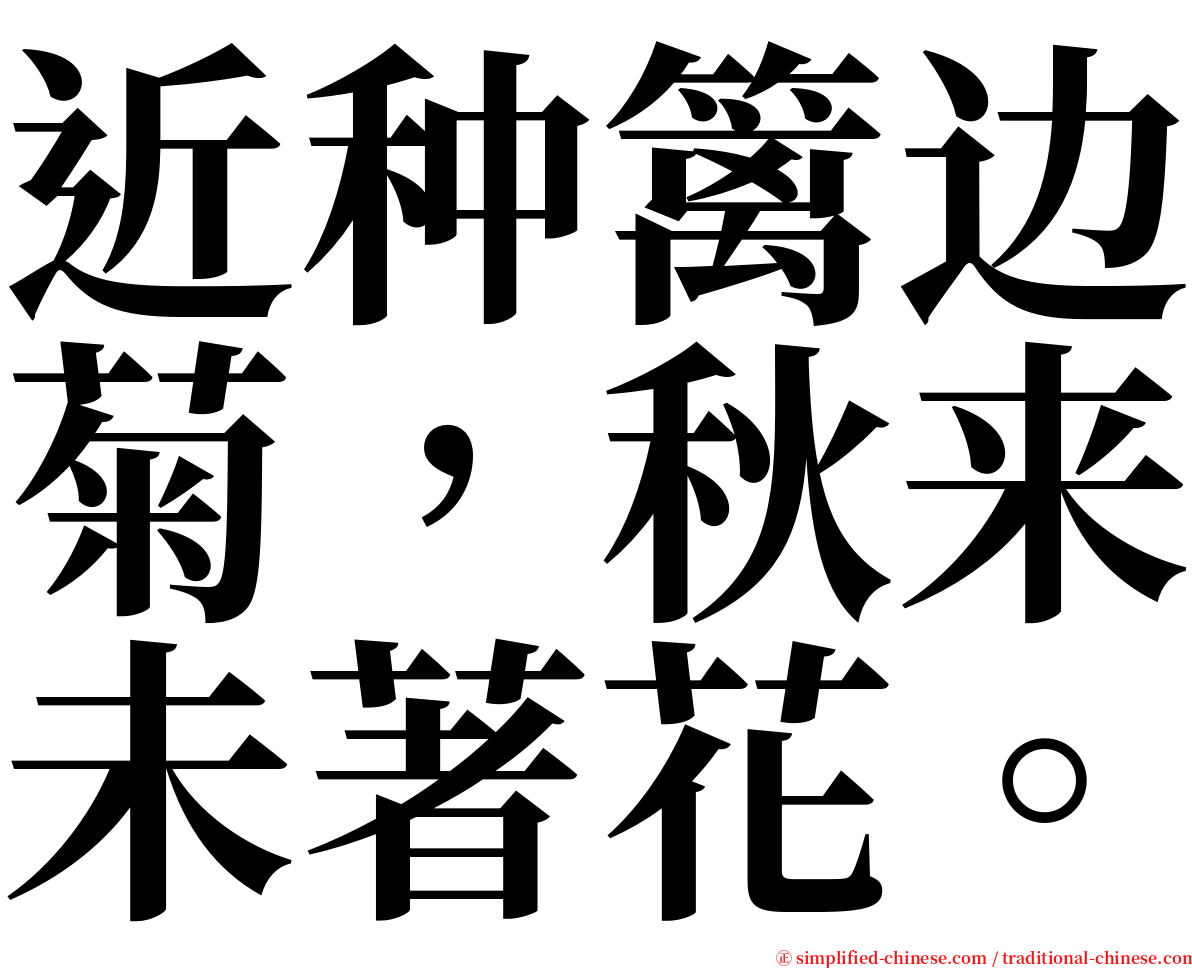 近种篱边菊，秋来未著花。 serif font