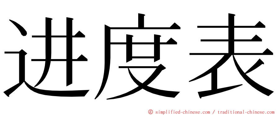 进度表 ming font