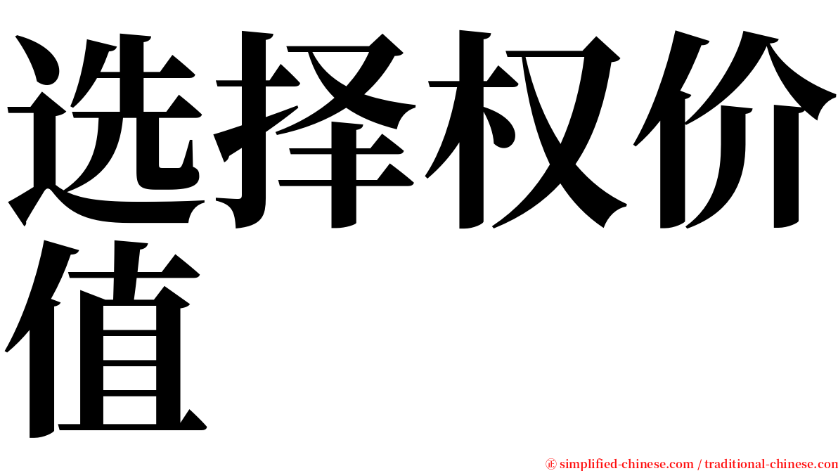 选择权价值 serif font