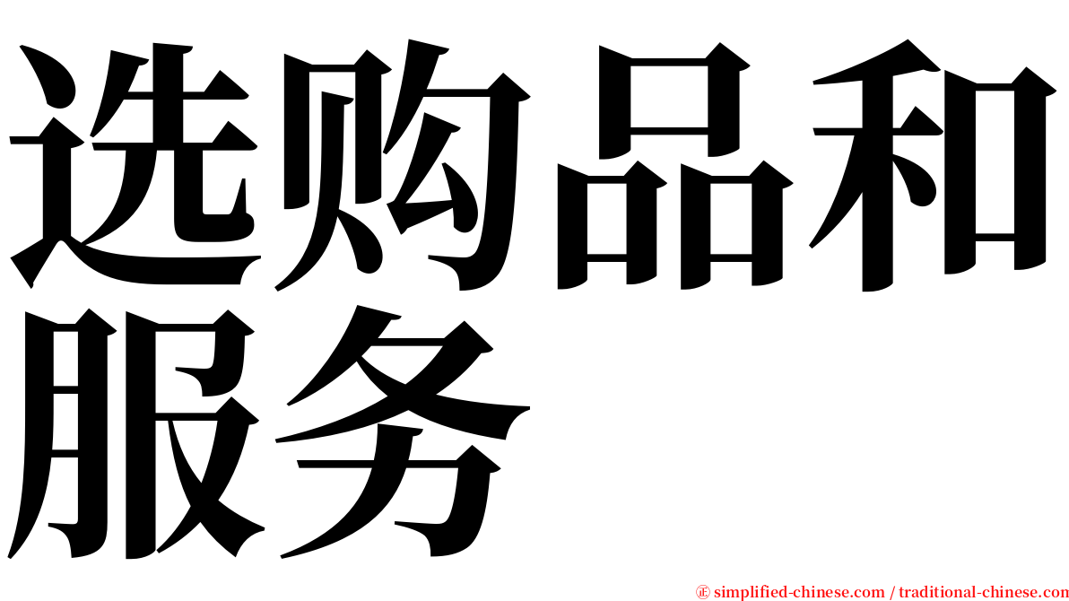 选购品和服务 serif font