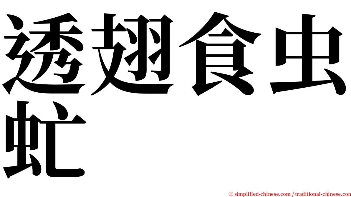 透翅食虫虻 serif font