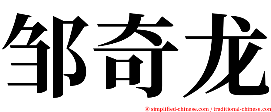 邹奇龙 serif font
