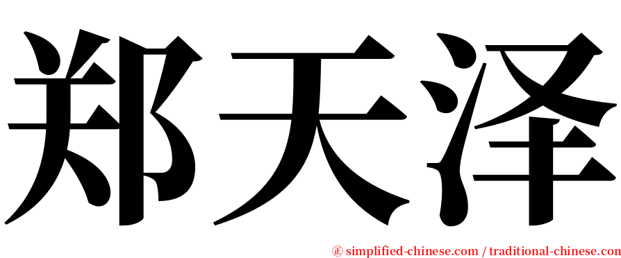 郑天泽 serif font