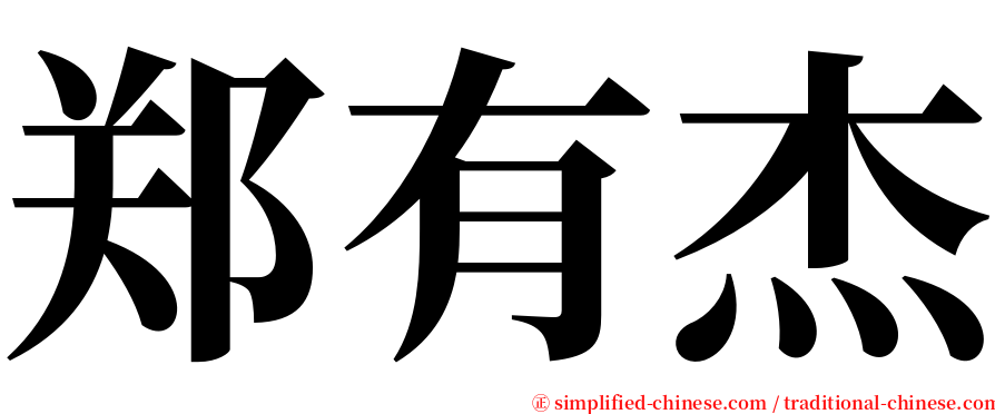 郑有杰 serif font