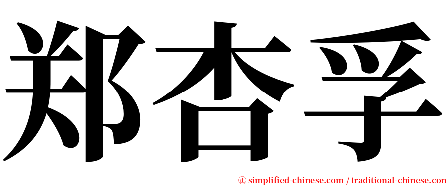 郑杏孚 serif font