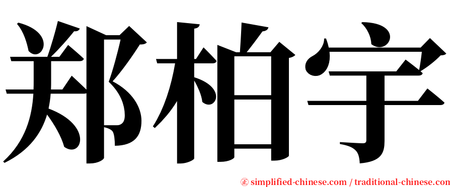 郑柏宇 serif font