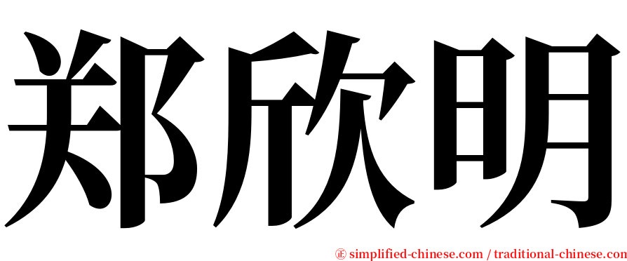 郑欣明 serif font