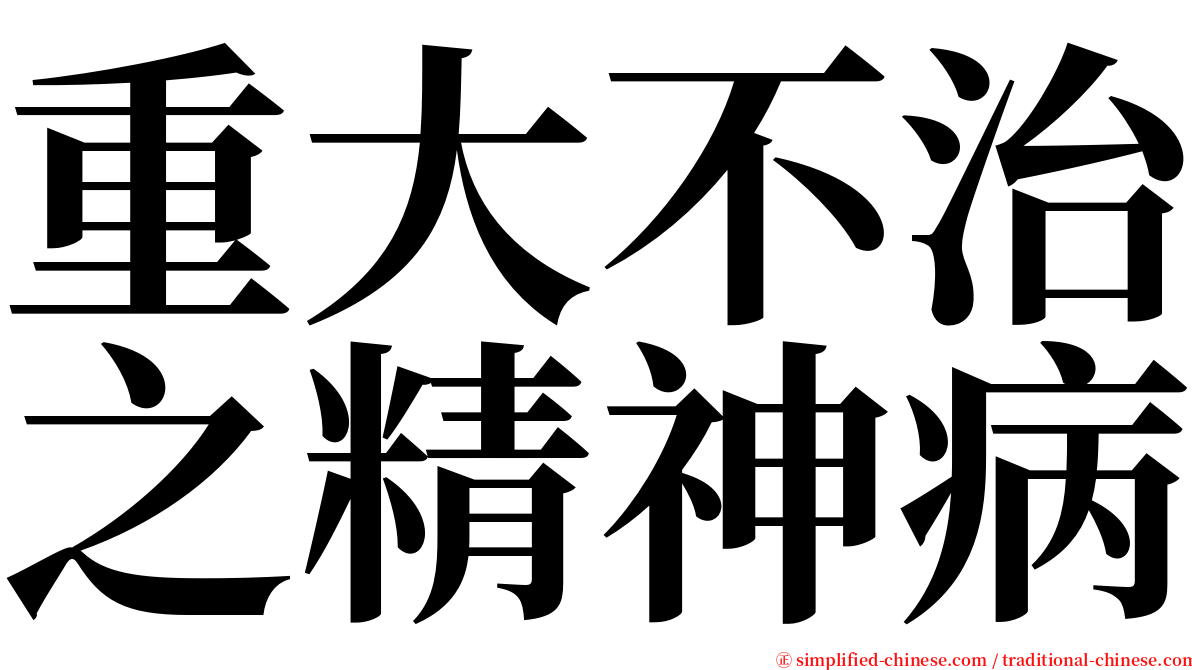 重大不治之精神病 serif font