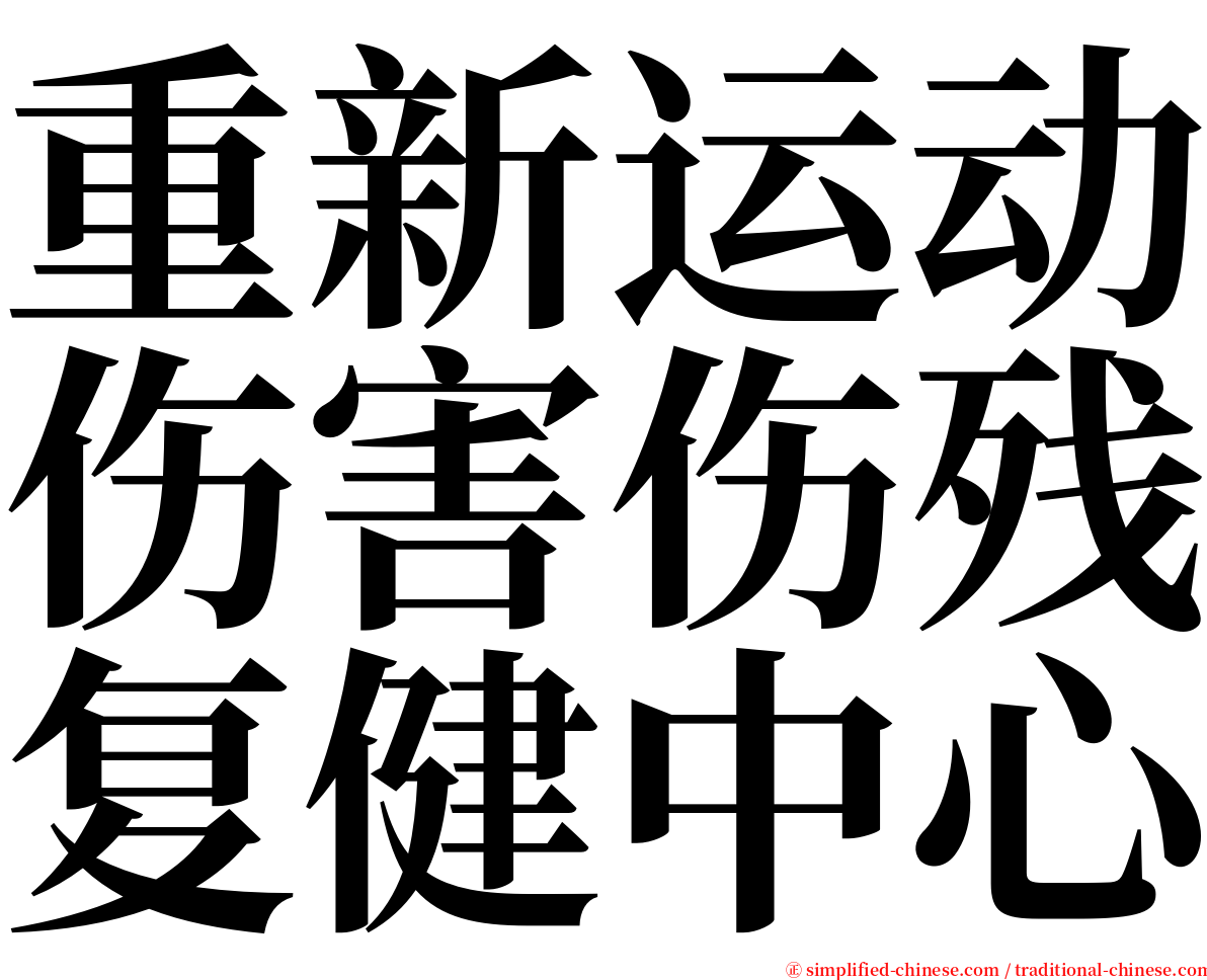 重新运动伤害伤残复健中心 serif font