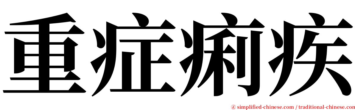 重症痢疾 serif font