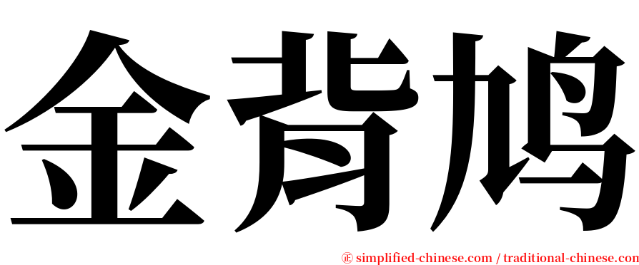 金背鸠 serif font