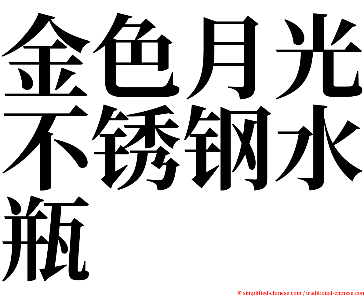 金色月光不锈钢水瓶 serif font