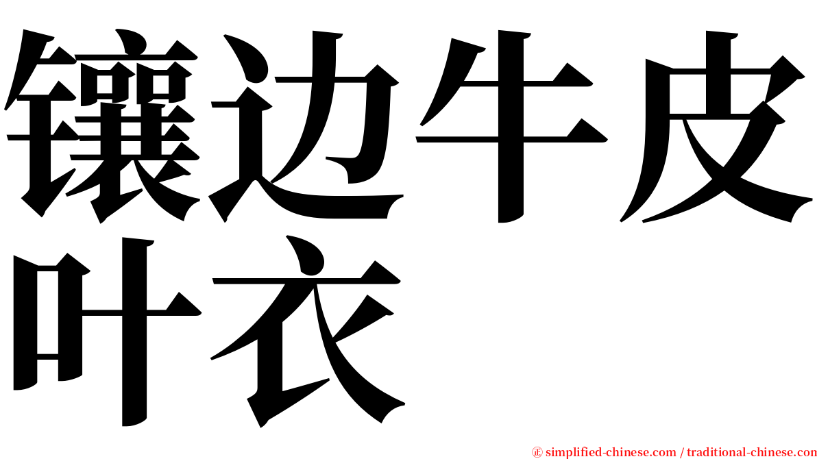 镶边牛皮叶衣 serif font