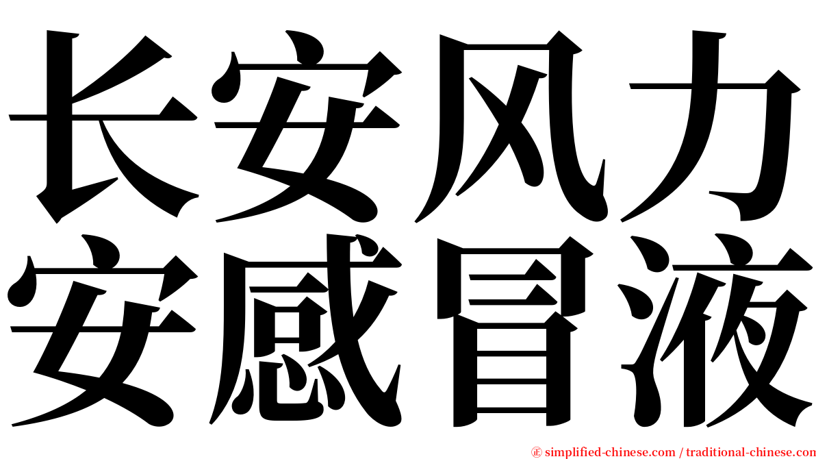 长安风力安感冒液 serif font