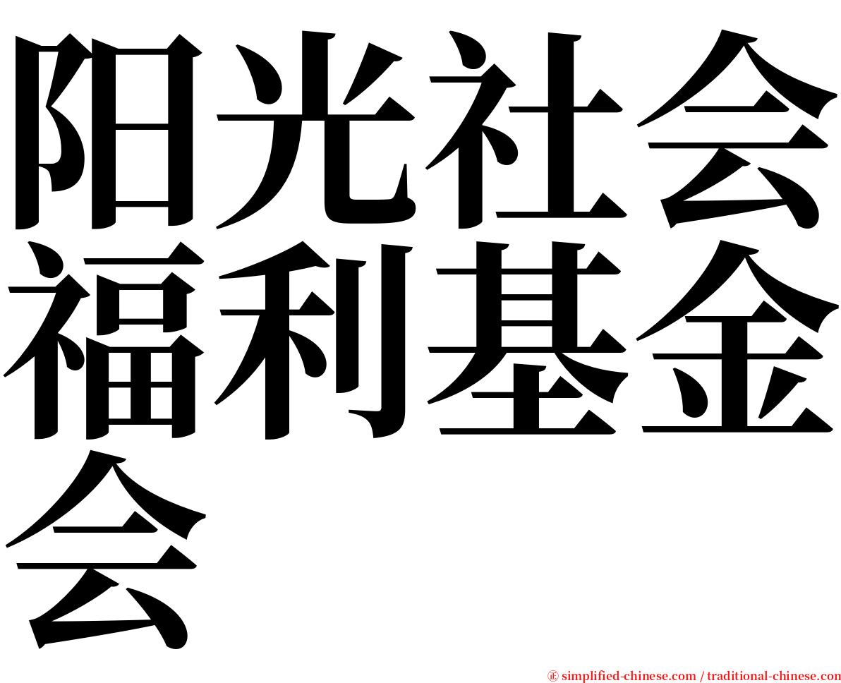 阳光社会福利基金会 serif font