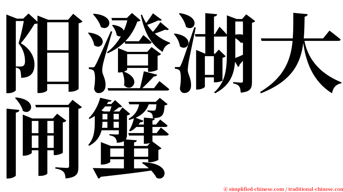 阳澄湖大闸蟹 serif font