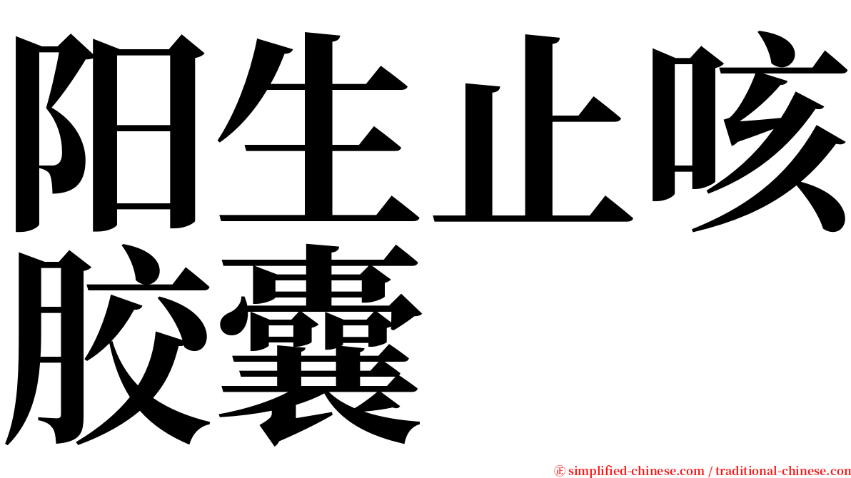 阳生止咳胶囊 serif font