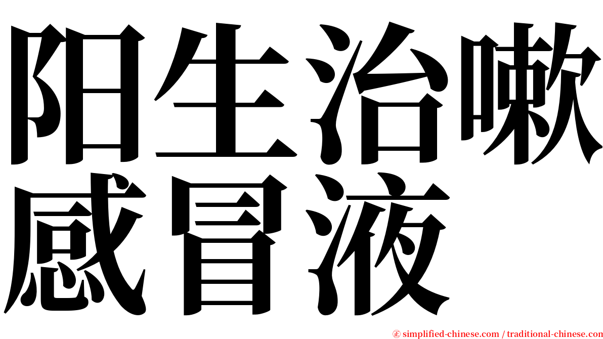 阳生治嗽感冒液 serif font