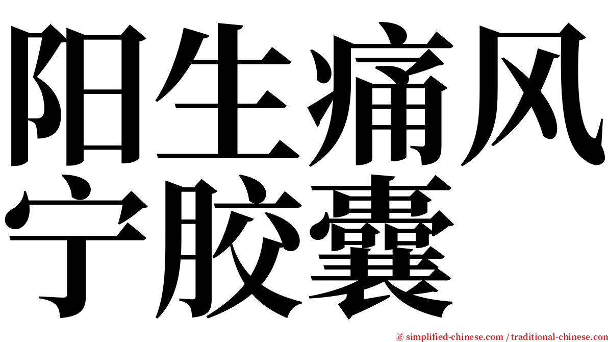 阳生痛风宁胶囊 serif font