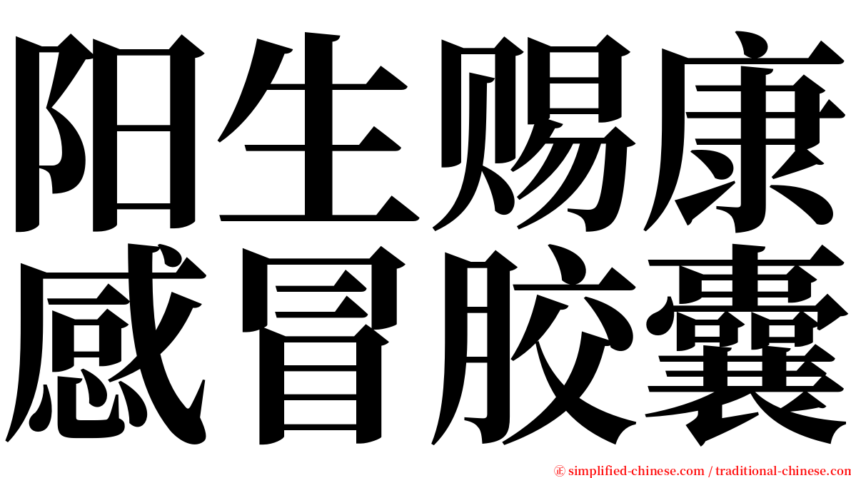 阳生赐康感冒胶囊 serif font