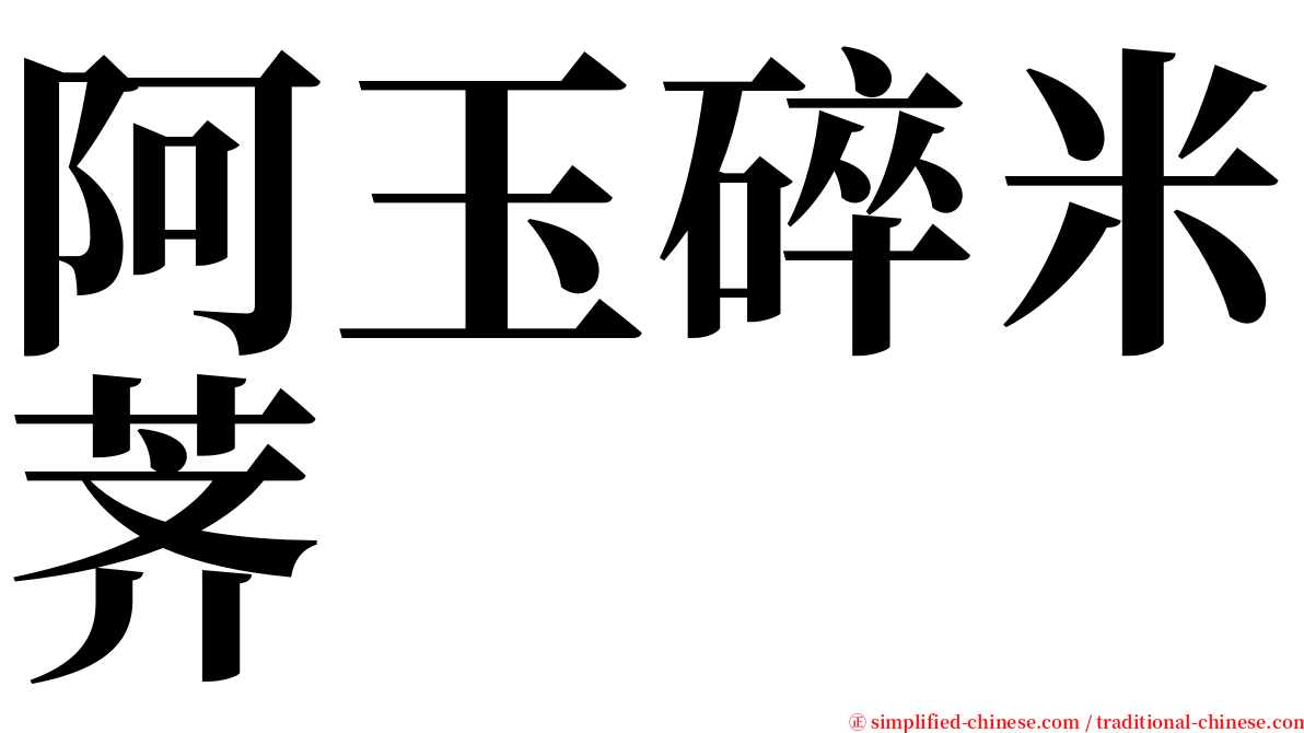 阿玉碎米荠 serif font