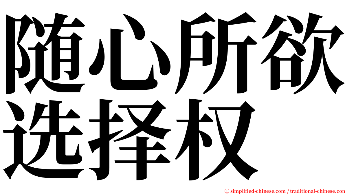 随心所欲选择权 serif font