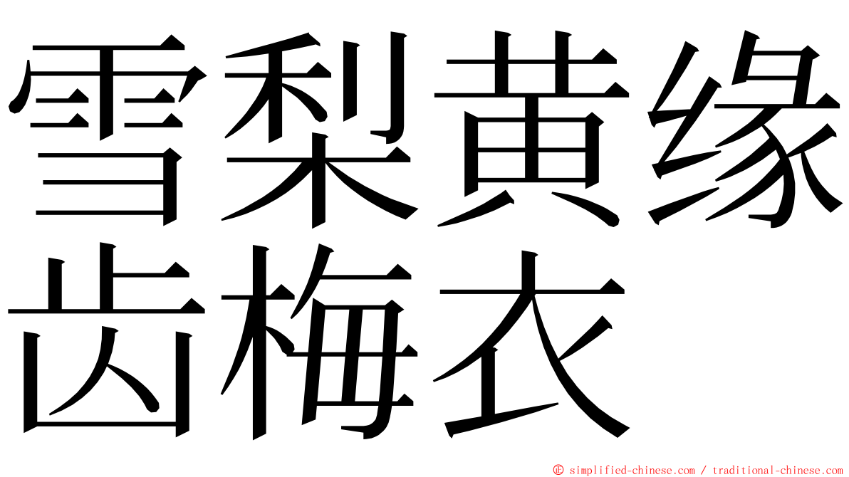 雪梨黄缘齿梅衣 ming font