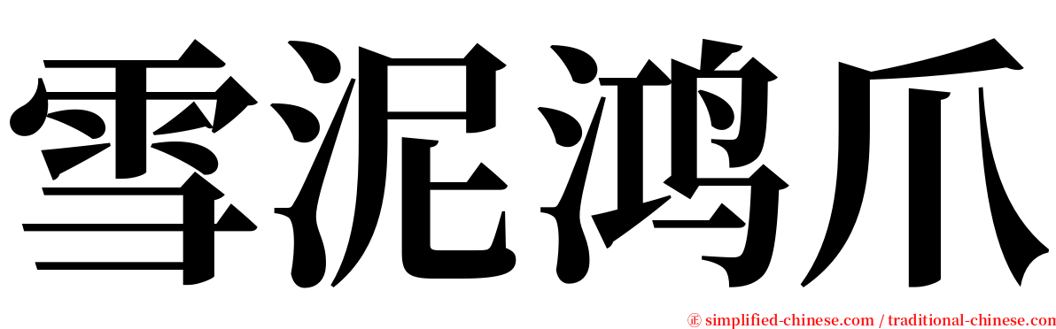 雪泥鸿爪 serif font