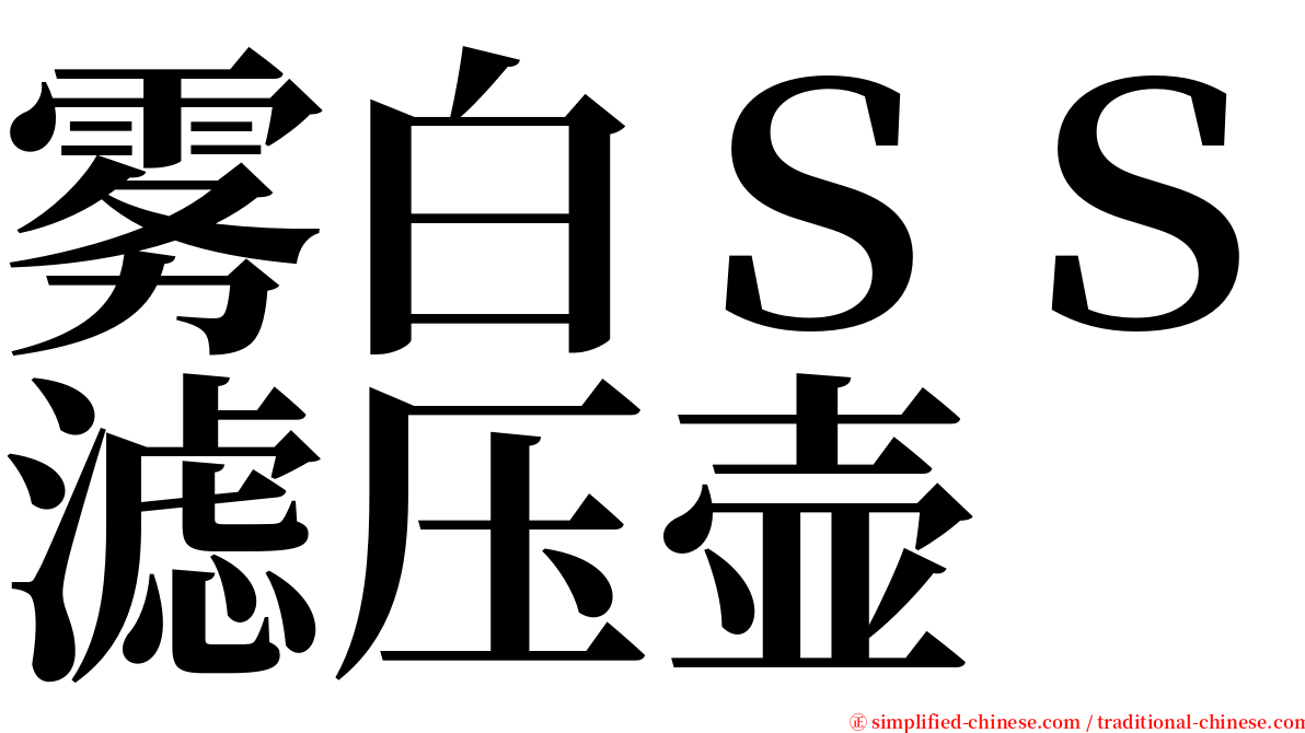 雾白ＳＳ滤压壶 serif font