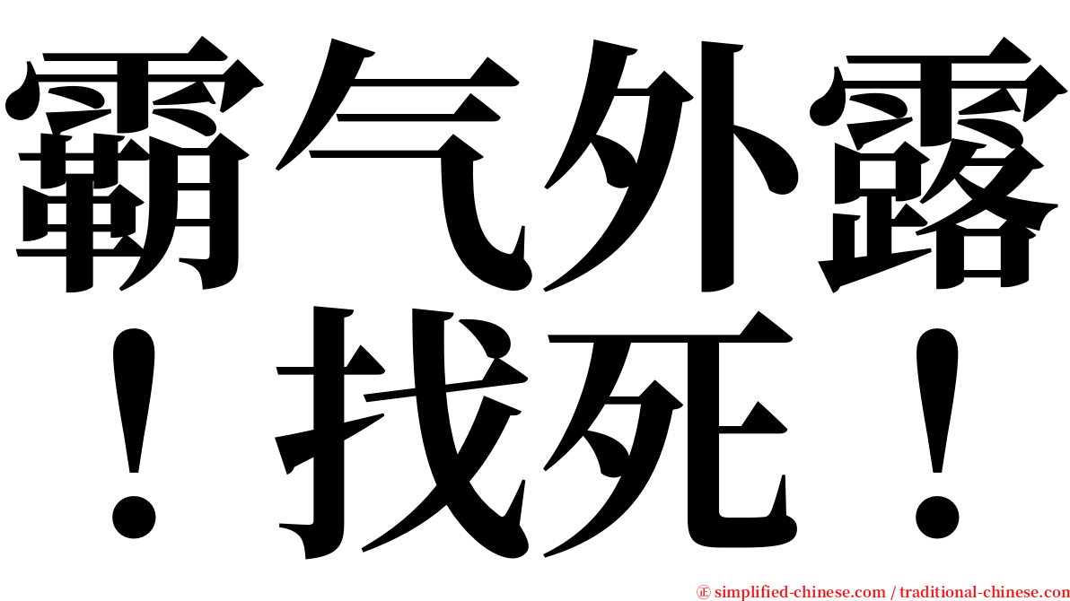 霸气外露！找死！ serif font