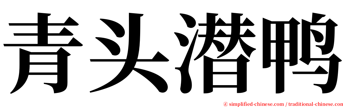 青头潜鸭 serif font