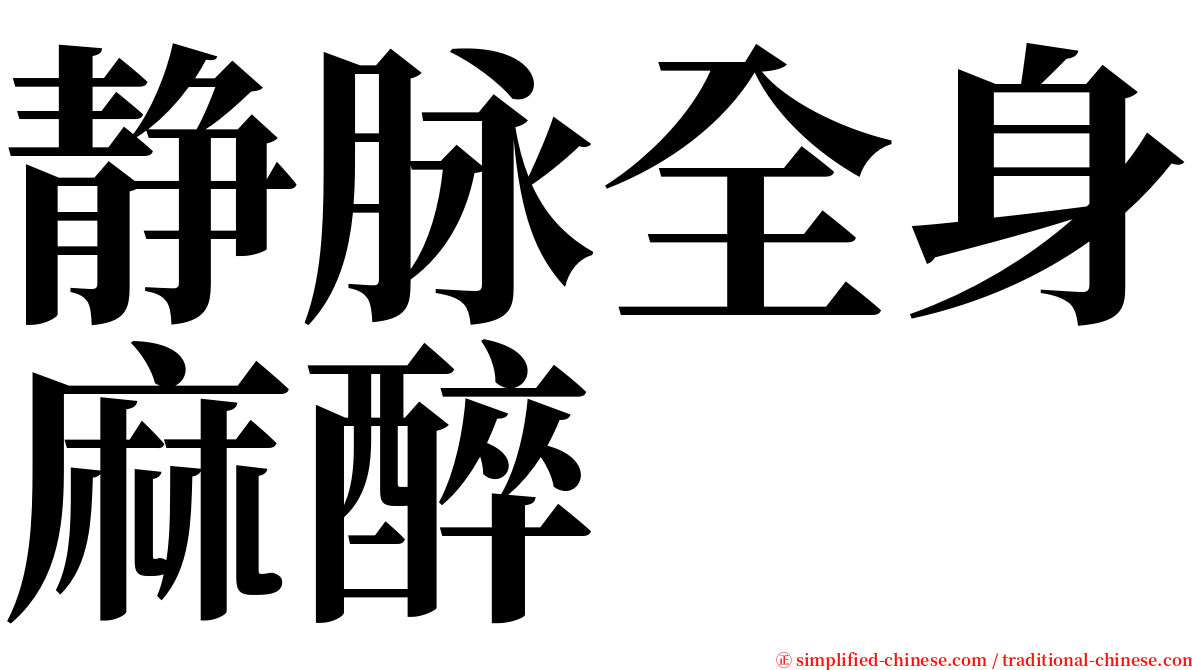 静脉全身麻醉 serif font