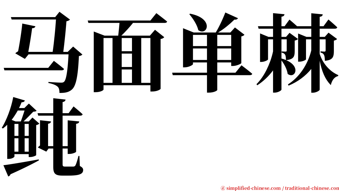 马面单棘鲀 serif font