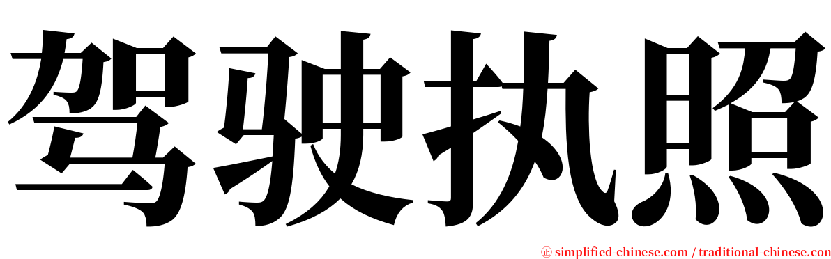 驾驶执照 serif font